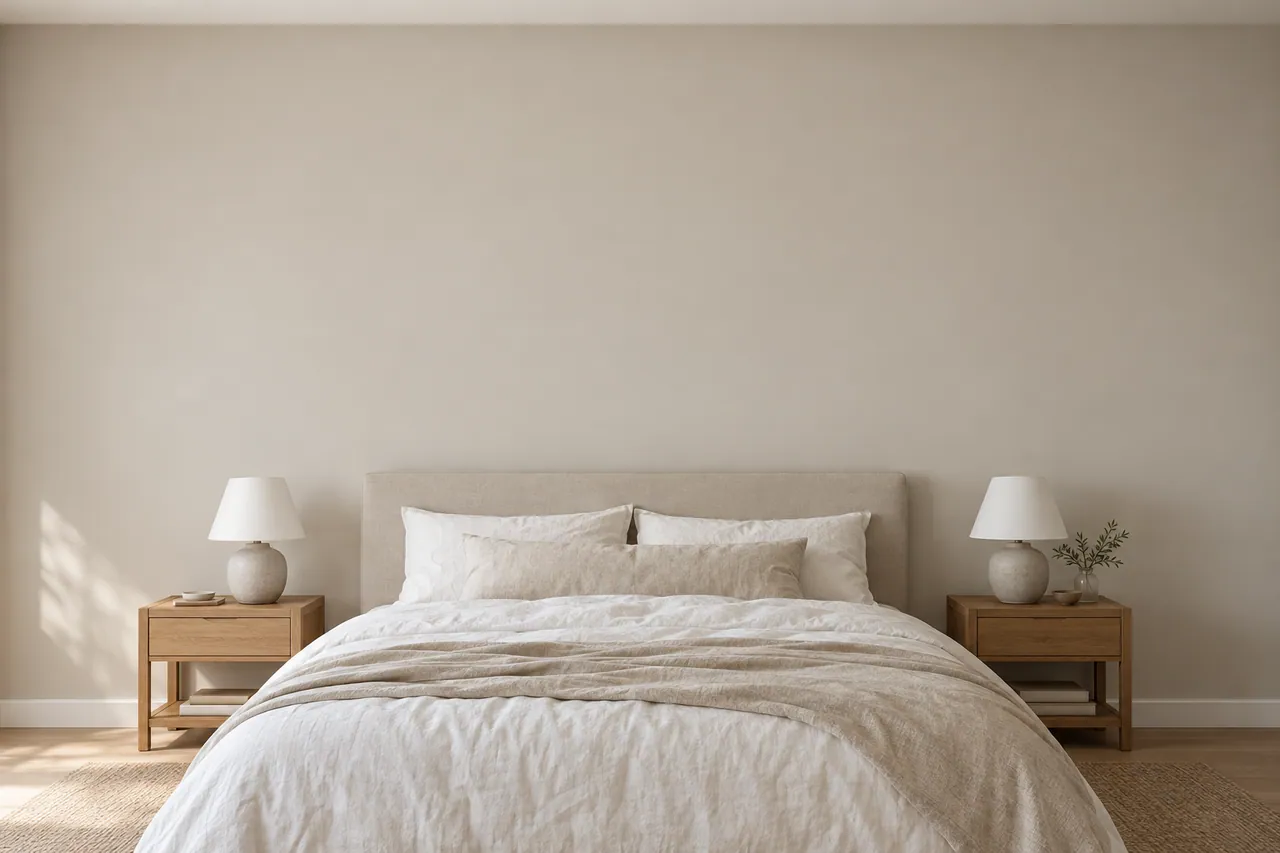 Bedroom with Warrior at Low Tide on the wall