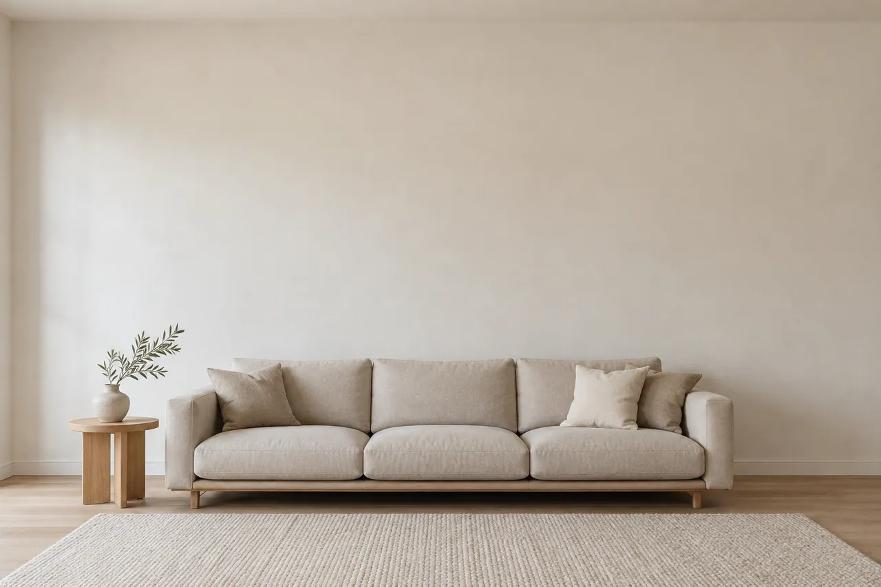 Living room with Warrior at Low Tide on the wall